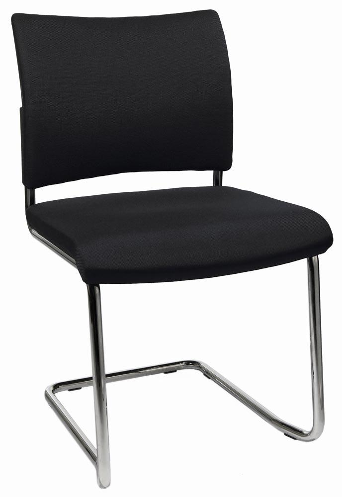 Freischwinger, Sitz-BxTxH 480x450x450 mm, Gesamthöhe 850 mm, Gestell verchromt, Sitz- + Rückenpolster schwarz, VE 2 Stück