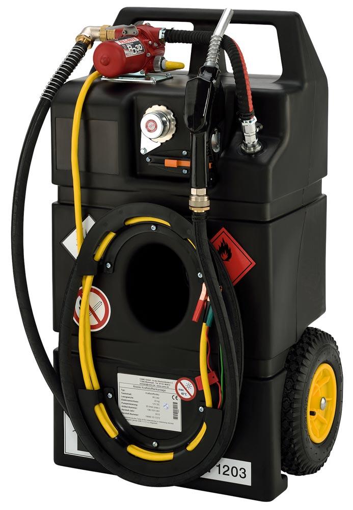 Kraftstofftrolley für Benzin, Volumen 95 Liter, ExO, mit Elektropumpe und Automatik-Zapfpistole, BxTxH 590x1000x430 mm, Gewicht 22 kg