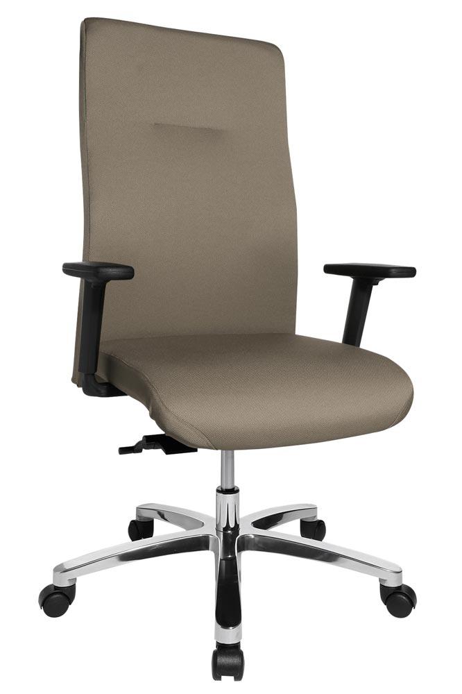 Bürodrehstuhl XL, Sitz-BxTxH 540x460x440-520 mm, Lehnenh. 700 mm, Traglast 150 kg, Punktsynchr.m., Schiebesitz, inkl. Armlehnen, sand