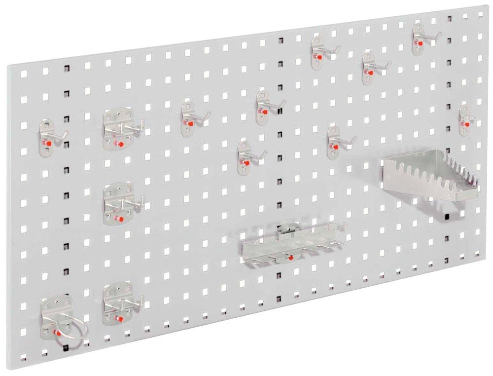 Einsteigerset, bestehend aus 1 Lochplatte 1000x450 mm und 15-teiligem Werkzeughaltersortiment, RAL 7035